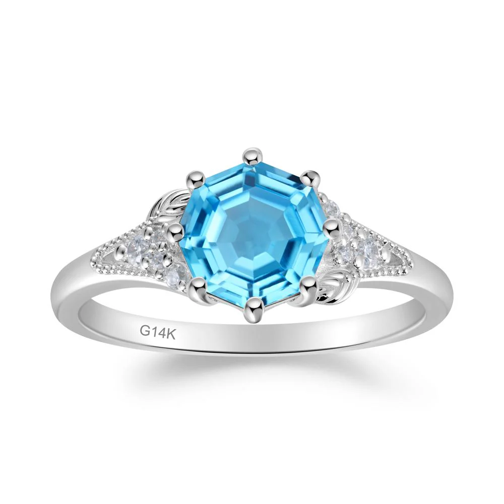 Filigree Octagon Swiss Blue Topaz Ring - Image 8