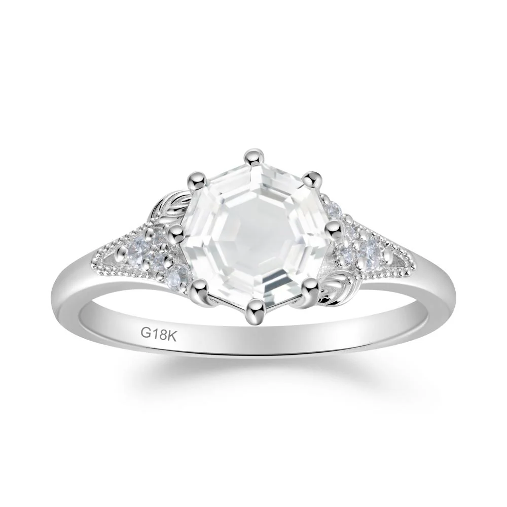 Filigree Octagon White Topaz Ring - Image 2