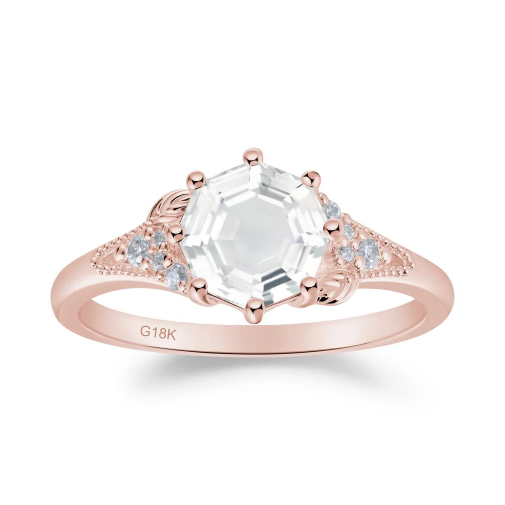 Filigree Octagon White Topaz Ring - Image 4