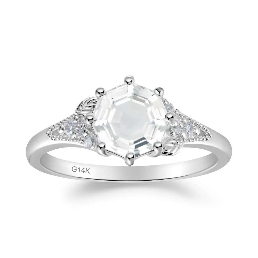 Filigree Octagon White Topaz Ring - Image 7