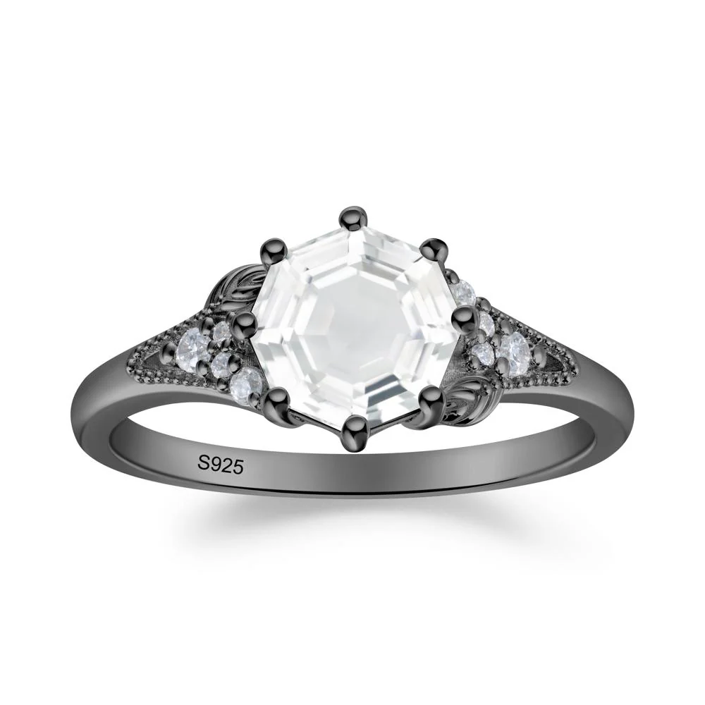 Filigree Octagon White Topaz Ring - Image 9