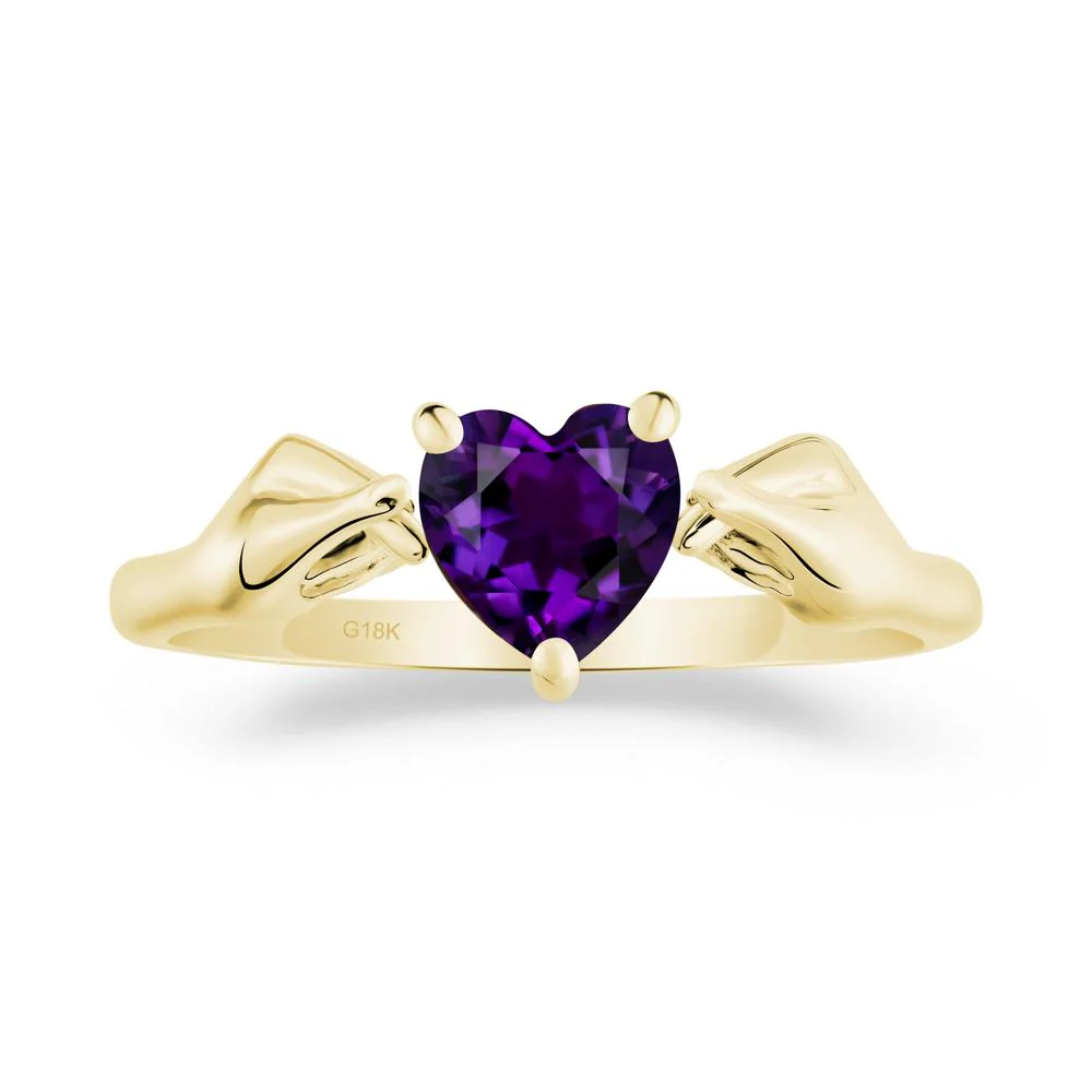 Finger Heart Amethyst Solitaire Ring - Image 5