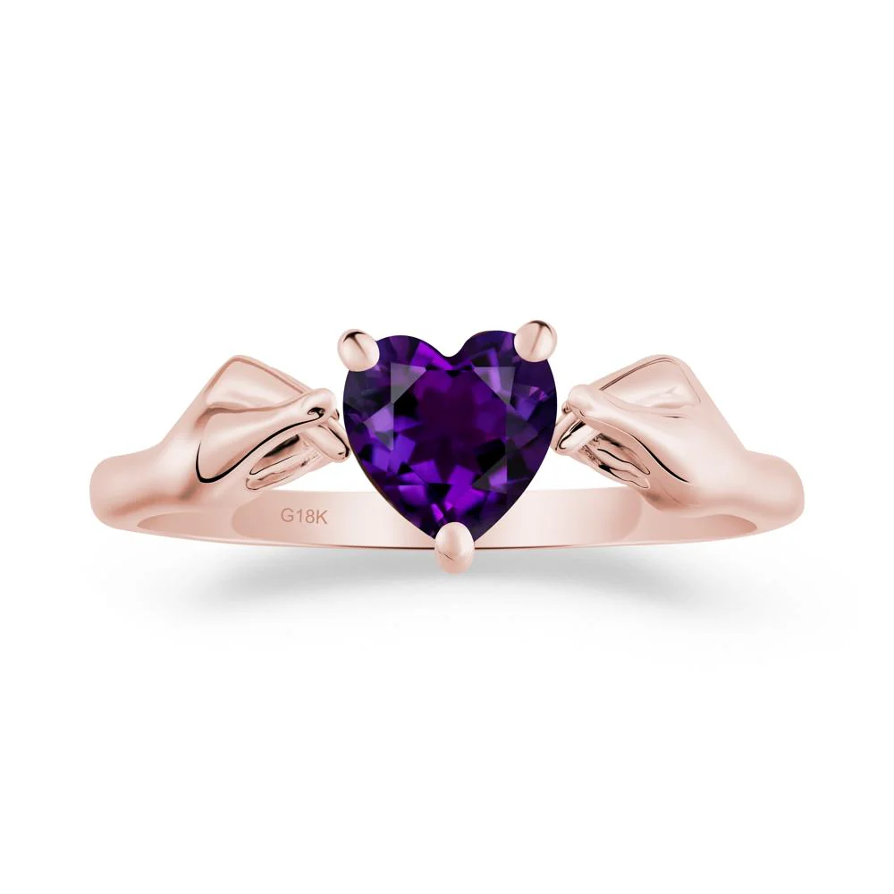 Finger Heart Amethyst Solitaire Ring - Image 7