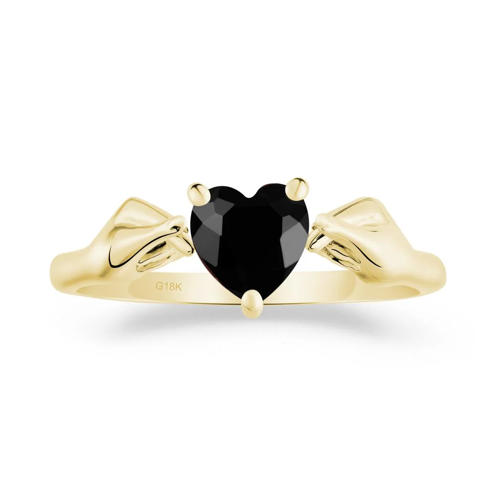Finger Heart Black Spinel Solitaire Ring - Image 6