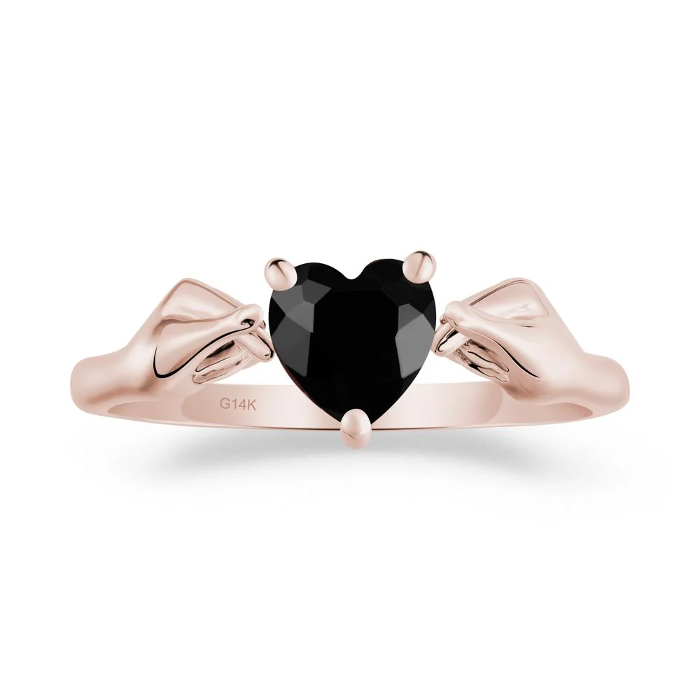 Finger Heart Black Spinel Solitaire Ring - Image 7
