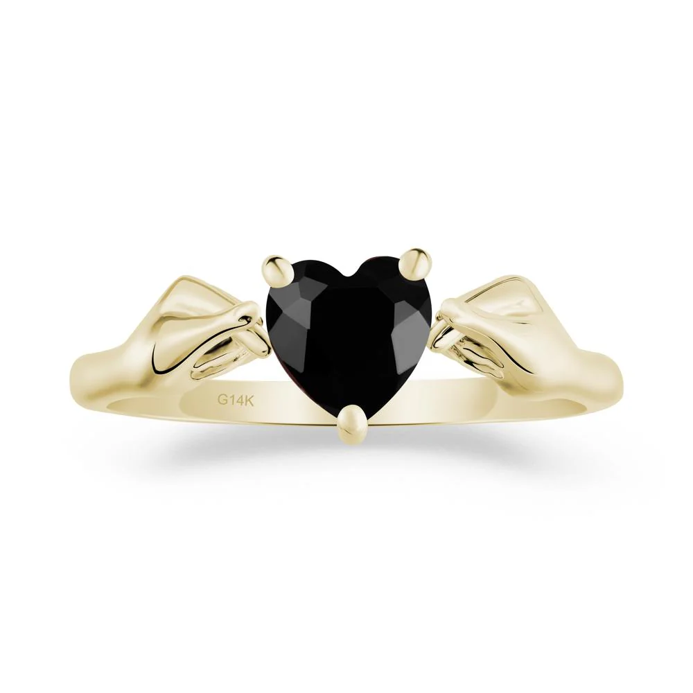 Finger Heart Black Spinel Solitaire Ring - Image 9