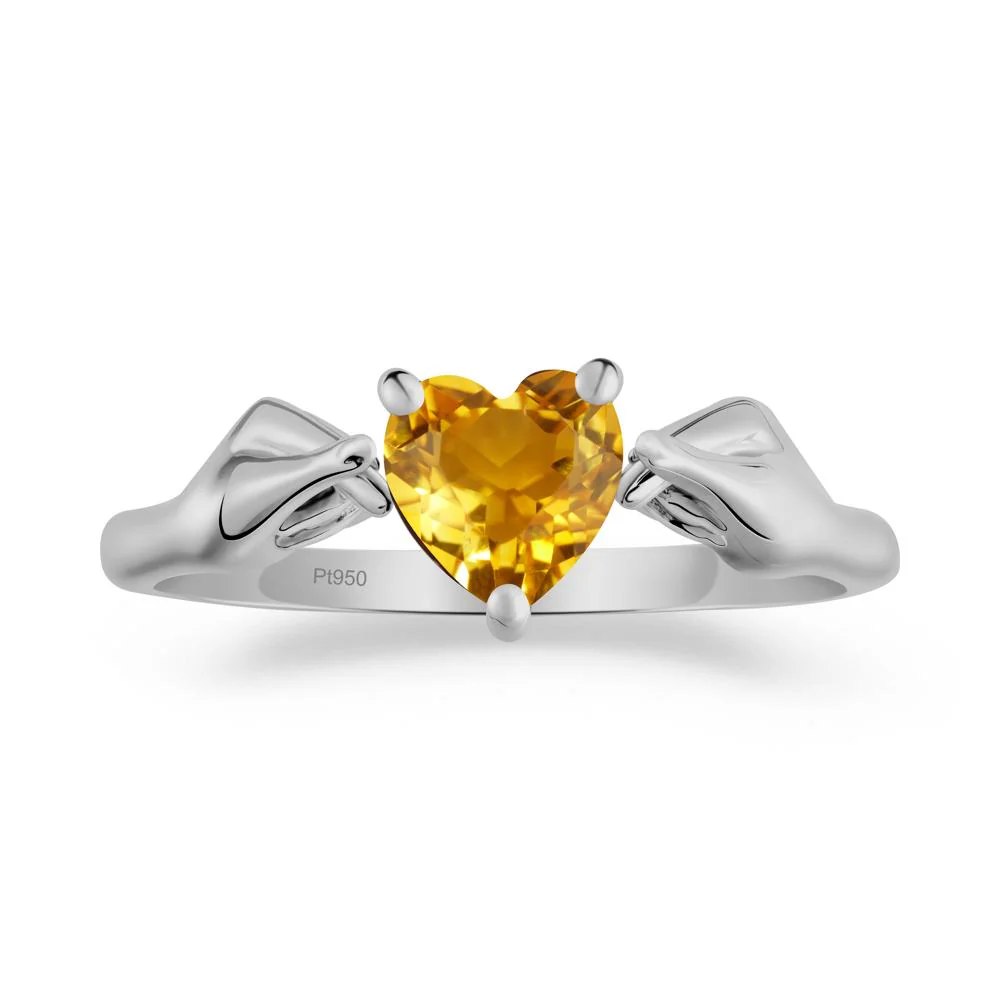 Finger Heart Citrine Solitaire Ring - Image 2