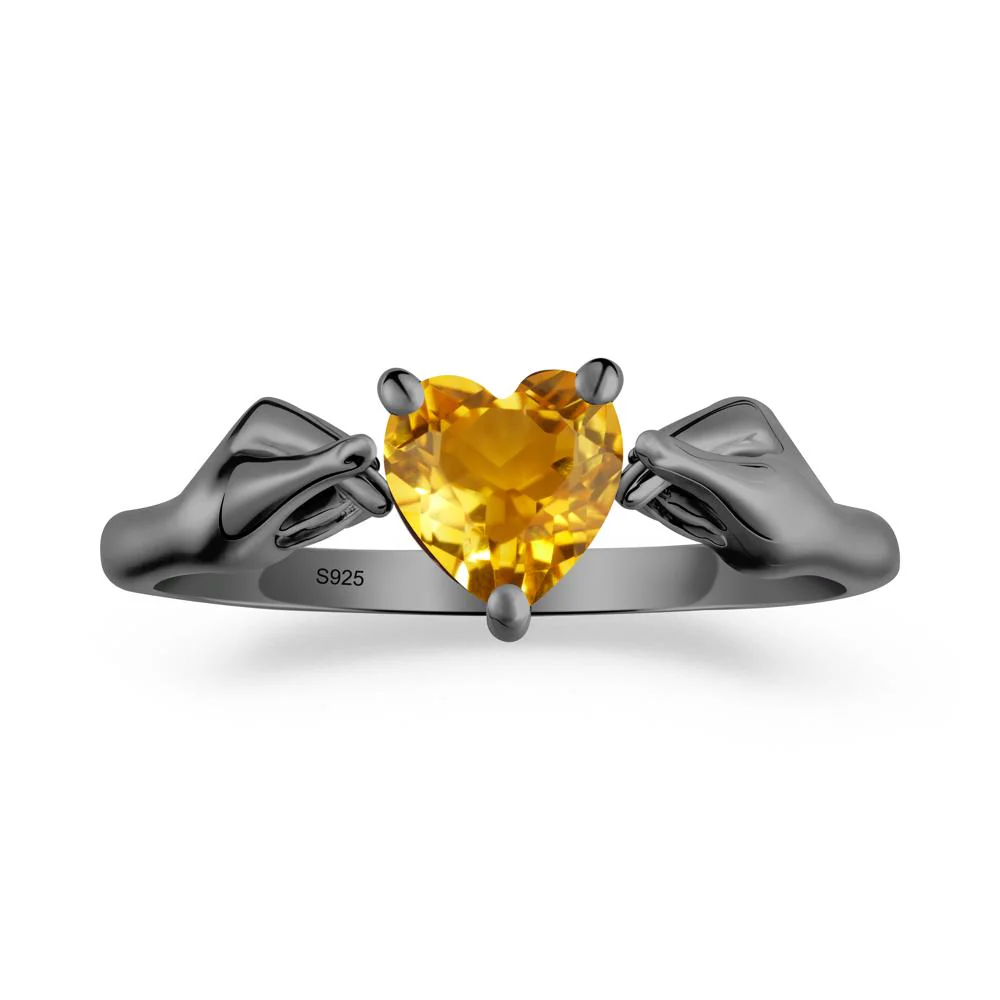 Finger Heart Citrine Solitaire Ring - Image 5
