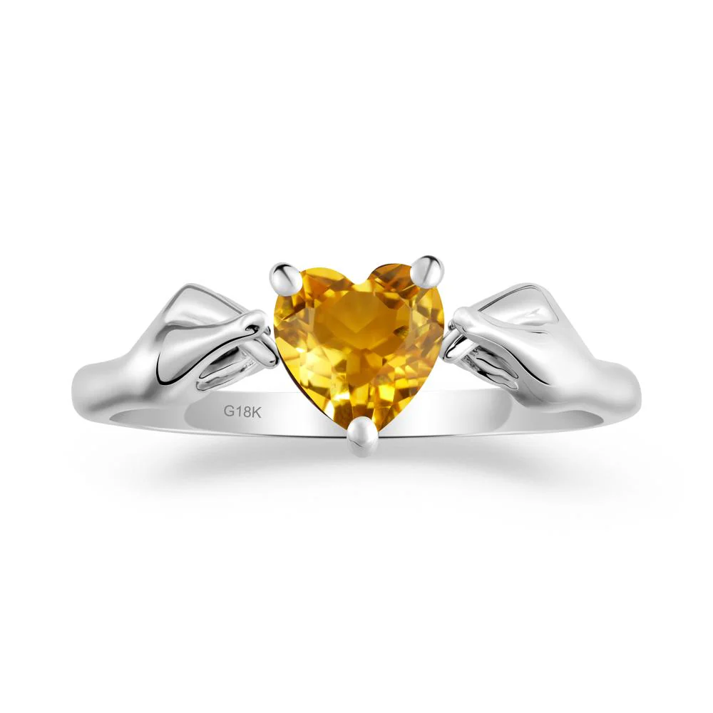 Finger Heart Citrine Solitaire Ring - Image 7