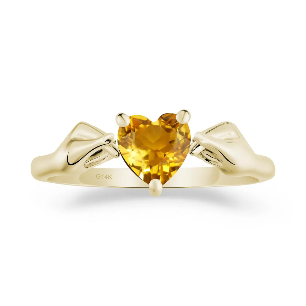 Finger Heart Citrine Solitaire Ring - Image 8