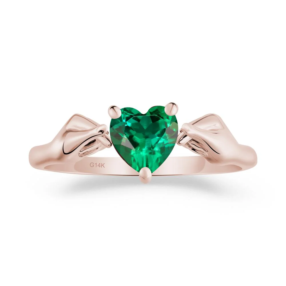 Finger Heart Emerald Solitaire Ring