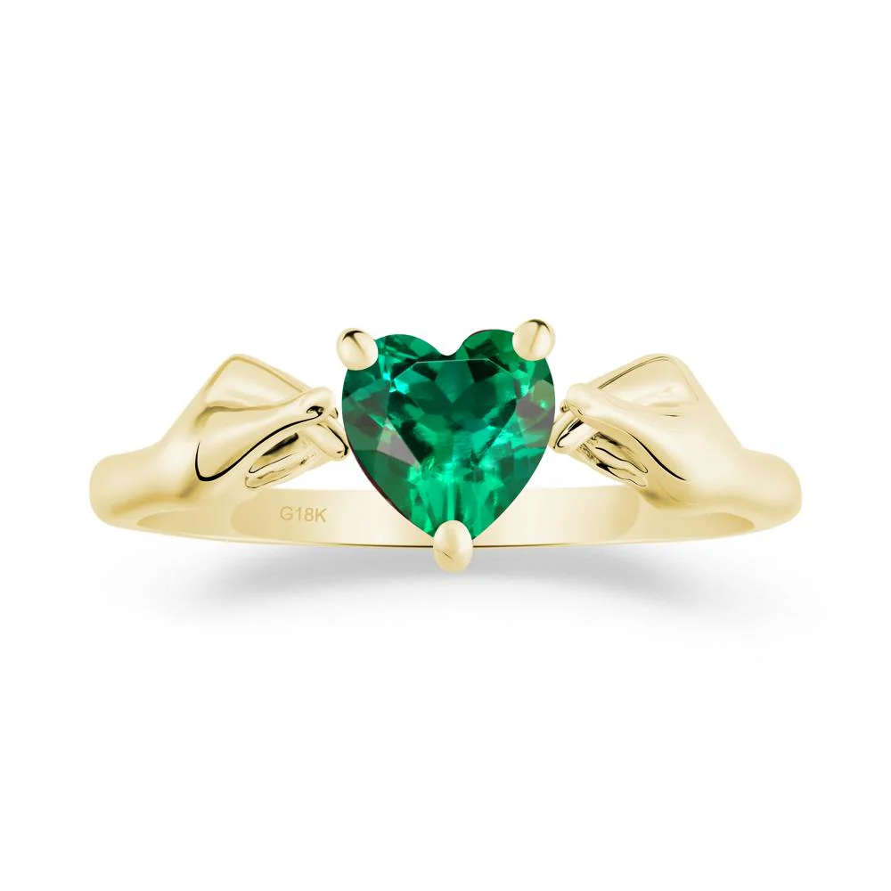 Finger Heart Emerald Solitaire Ring - Image 2