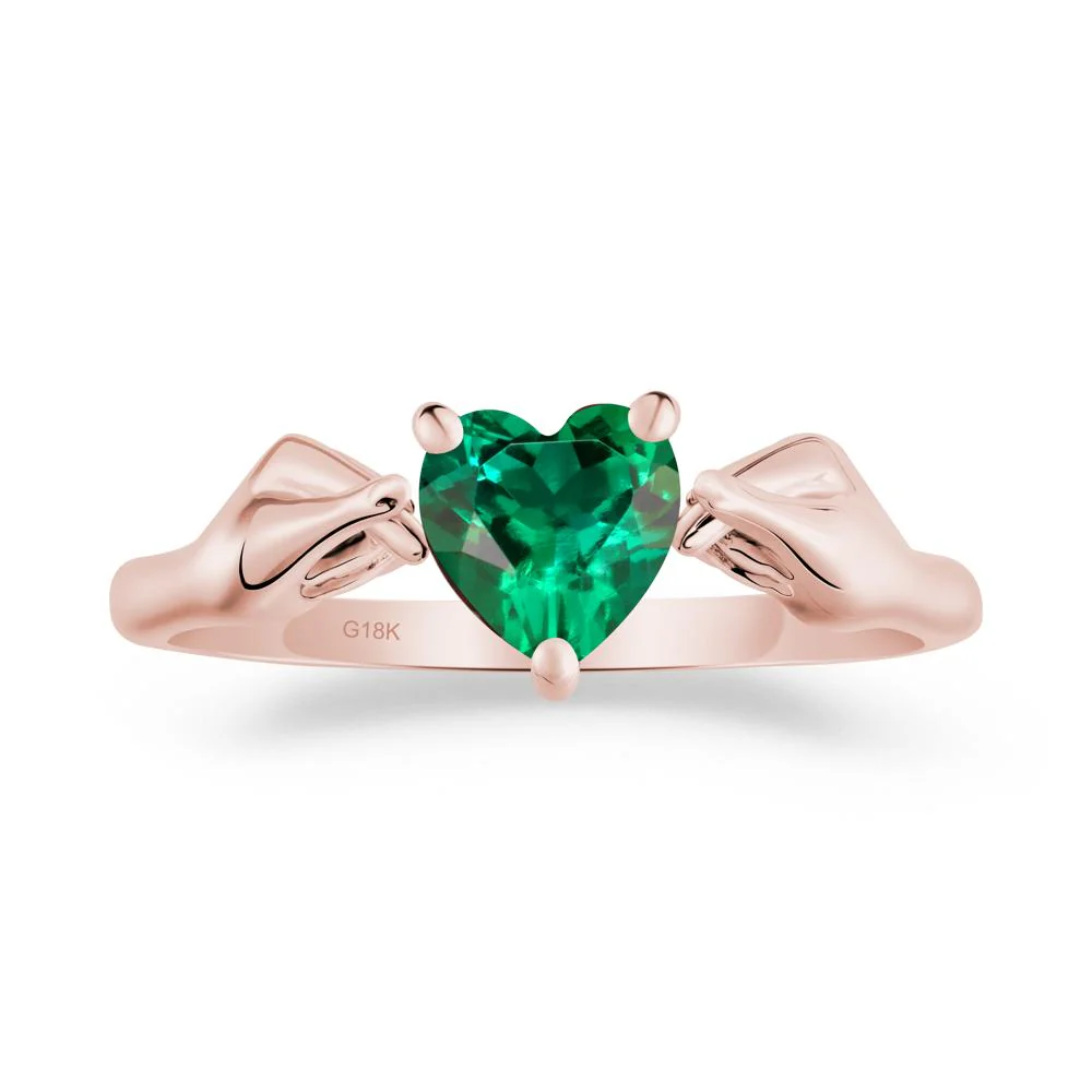 Finger Heart Emerald Solitaire Ring - Image 5