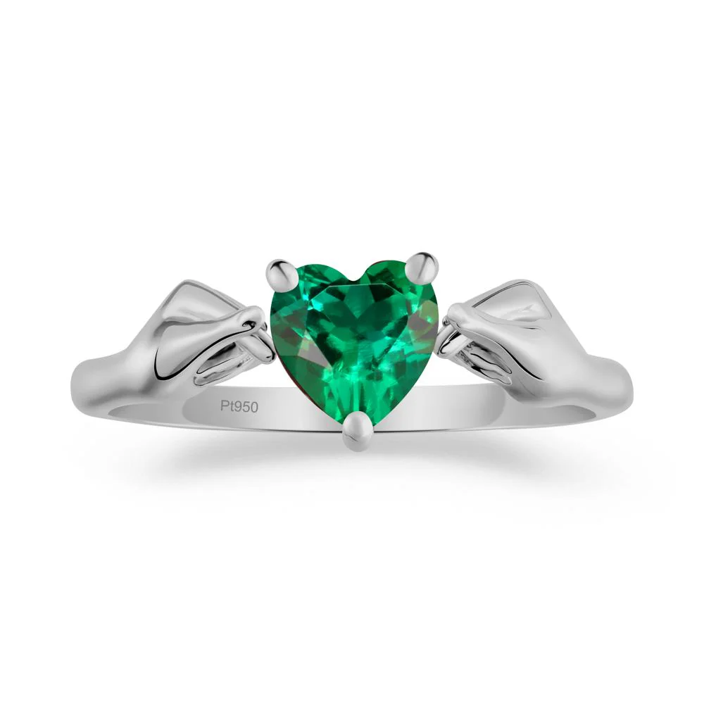 Finger Heart Emerald Solitaire Ring - Image 7