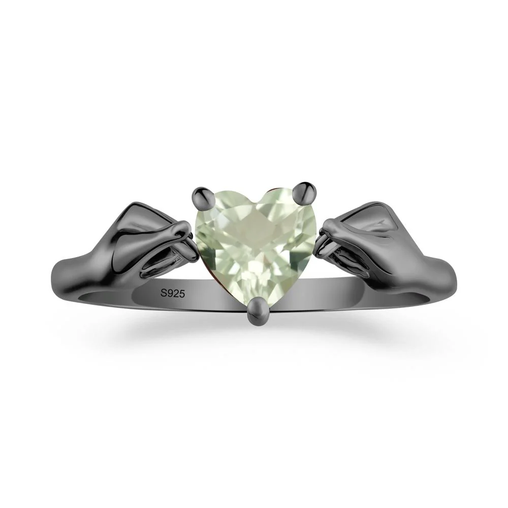 Finger Heart Green Amethyst Solitaire Ring - Image 2