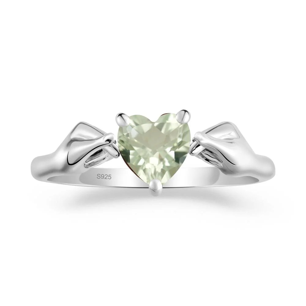 Finger Heart Green Amethyst Solitaire Ring - Image 3