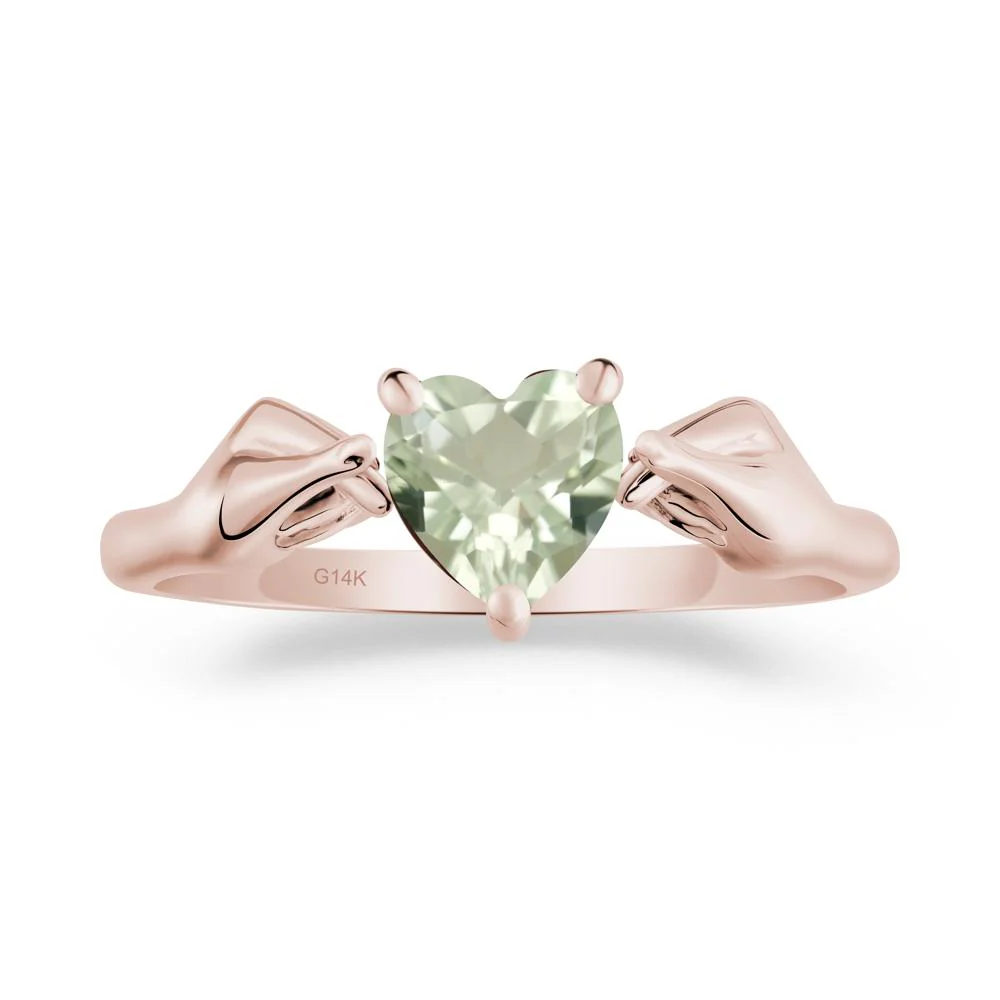 Finger Heart Green Amethyst Solitaire Ring - Image 6