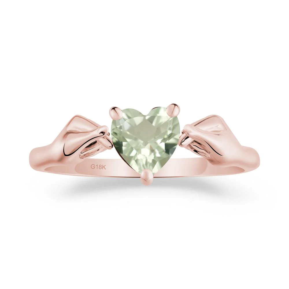 Finger Heart Green Amethyst Solitaire Ring - Image 8