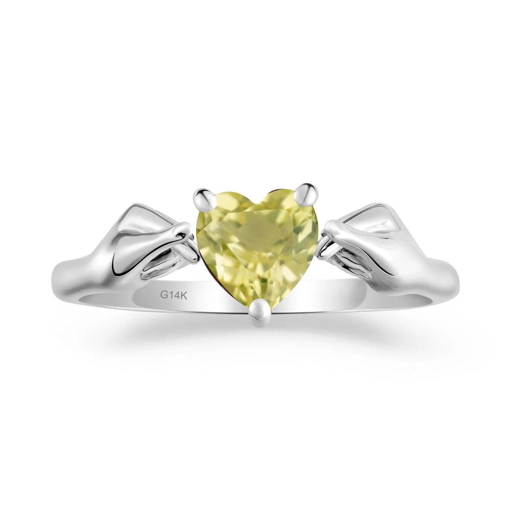Finger Heart Lemon Quartz Solitaire Ring - Image 2