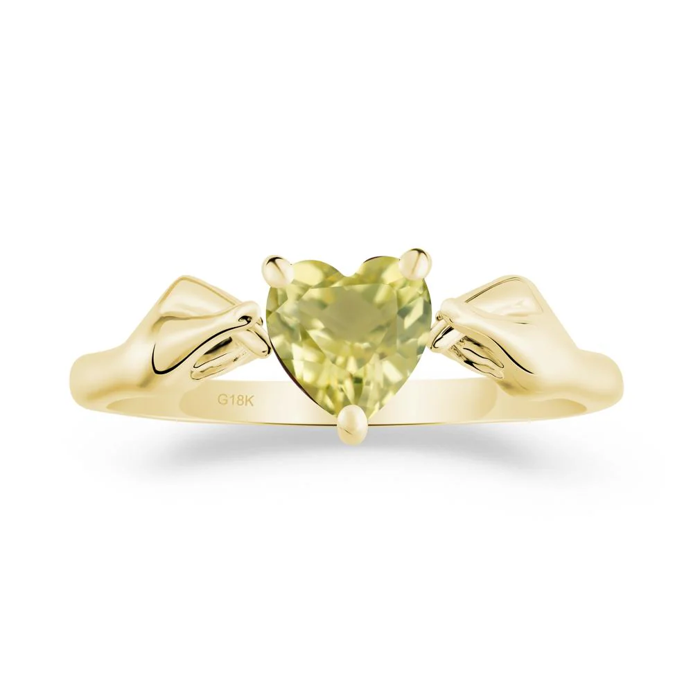 Finger Heart Lemon Quartz Solitaire Ring - Image 4