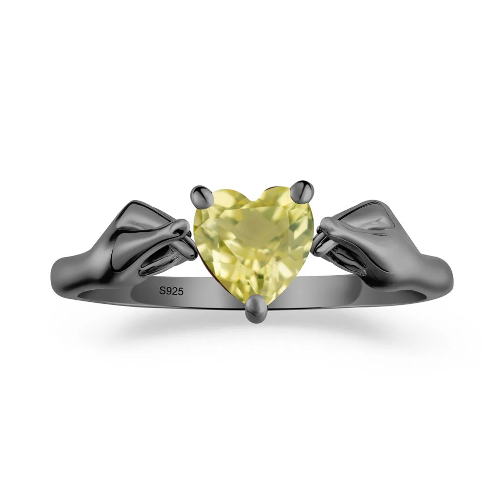 Finger Heart Lemon Quartz Solitaire Ring - Image 7