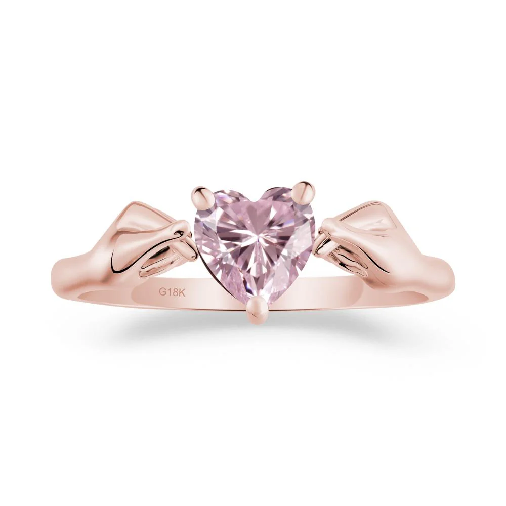 Finger Heart Pink Cubic Zirconia Solitaire Ring - Image 2