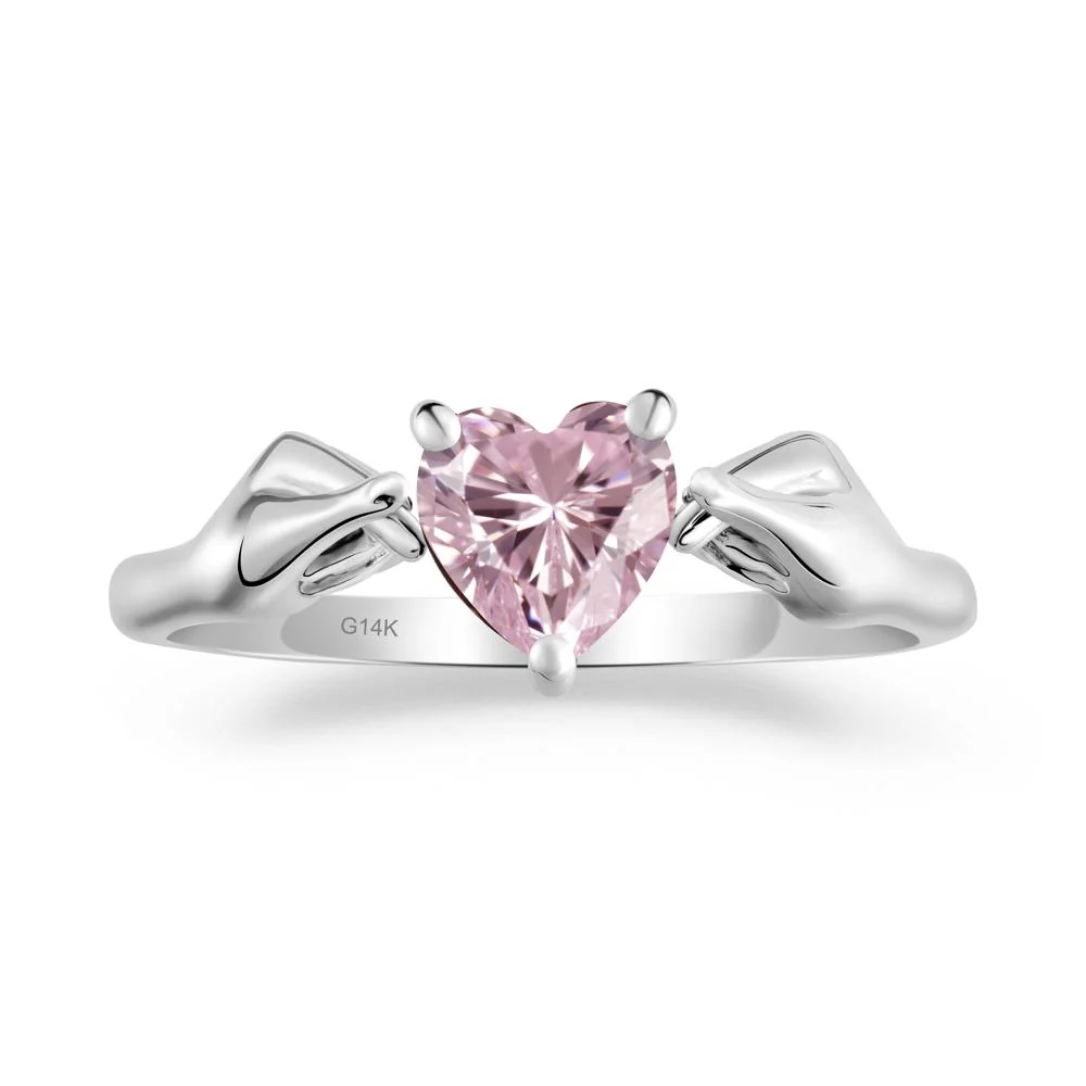Finger Heart Pink Cubic Zirconia Solitaire Ring - Image 8