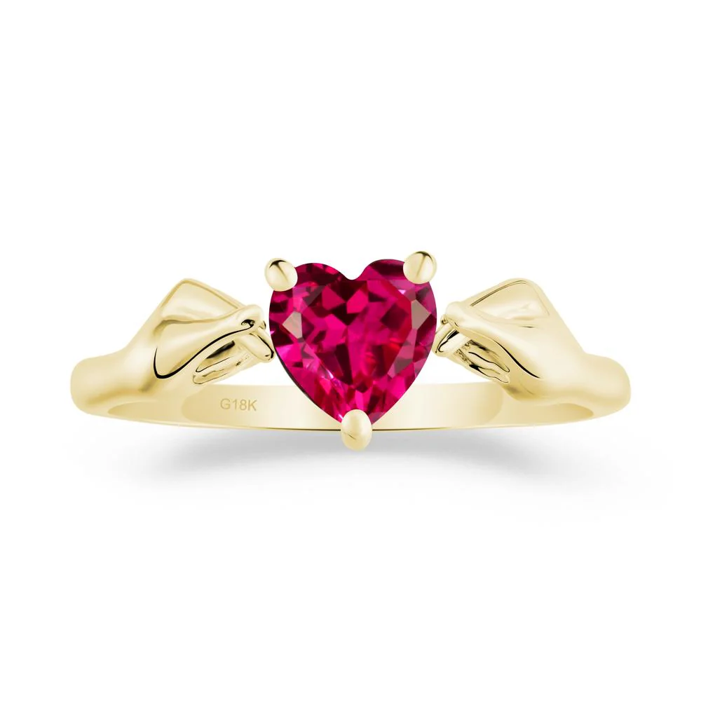 Finger Heart Ruby Solitaire Ring - Image 5