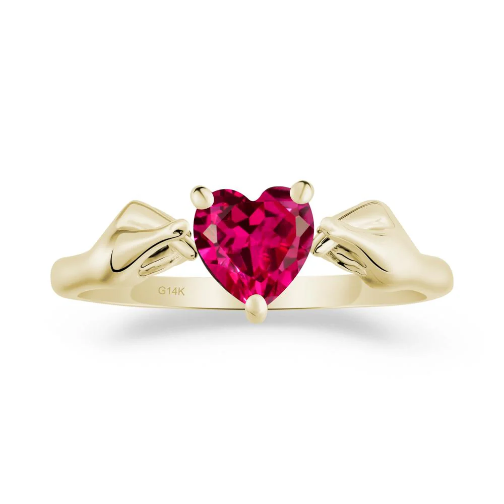 Finger Heart Ruby Solitaire Ring - Image 6