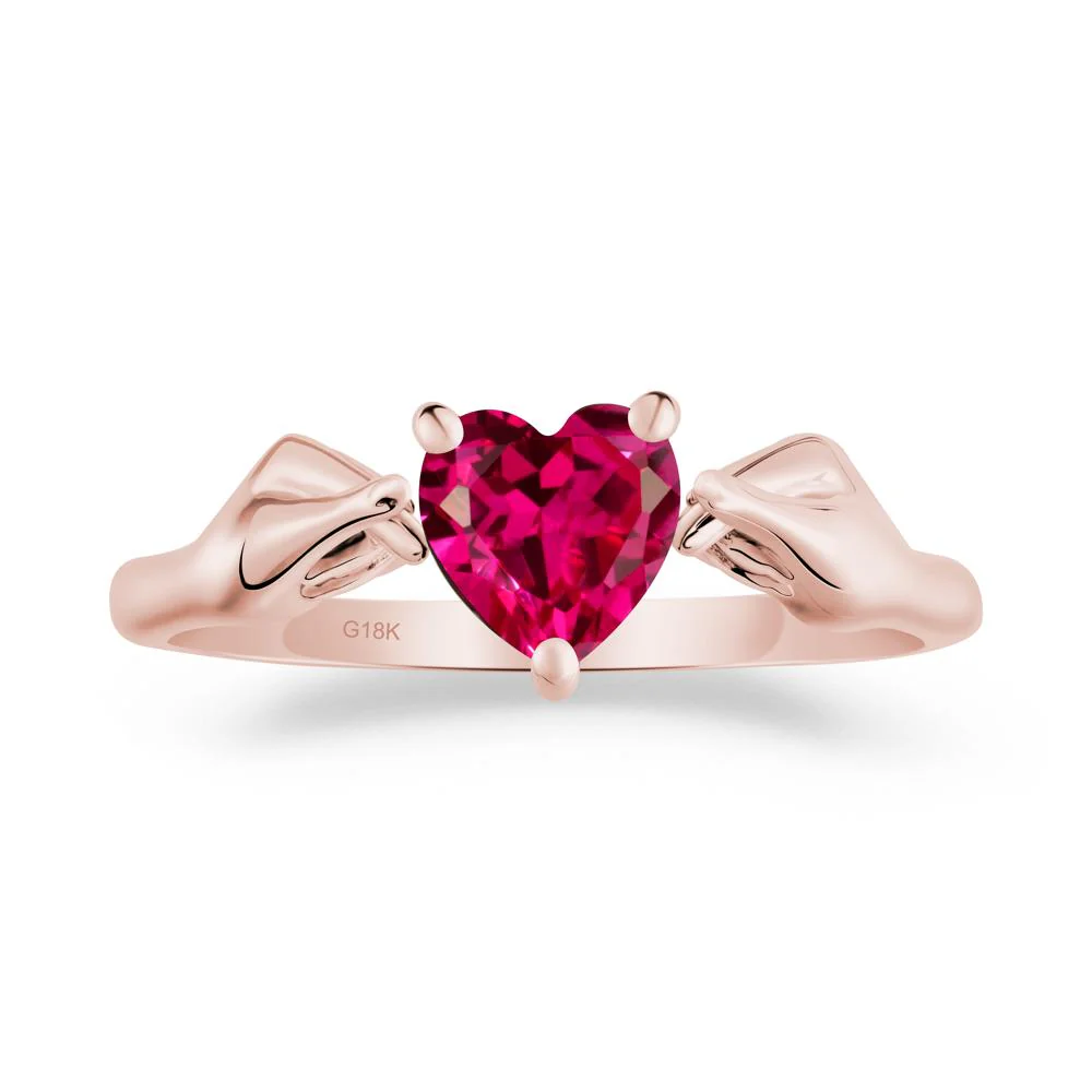 Finger Heart Ruby Solitaire Ring - Image 8