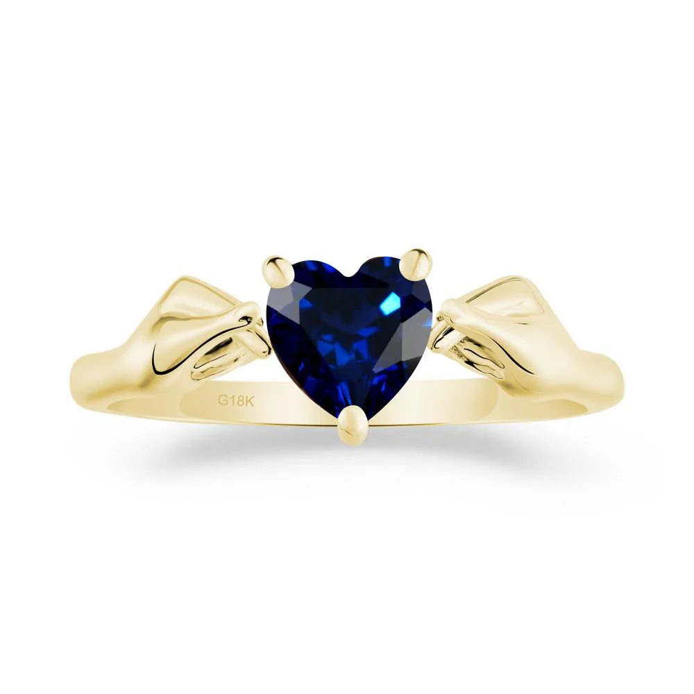 Finger Heart Sapphire Solitaire Ring - Image 8