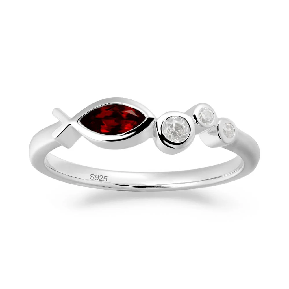 Fish Inspired Garnet Ring - Image 2