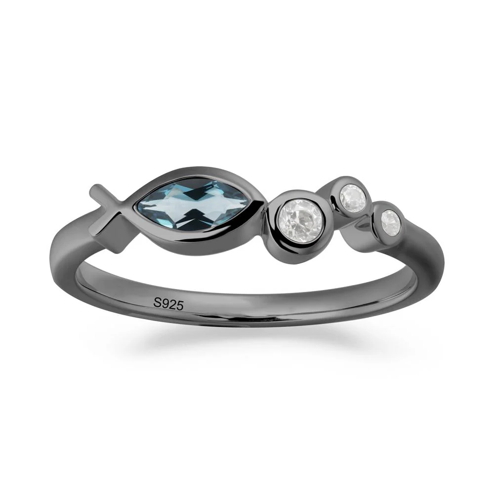 Fish Inspired London Blue Topaz Ring - Image 4