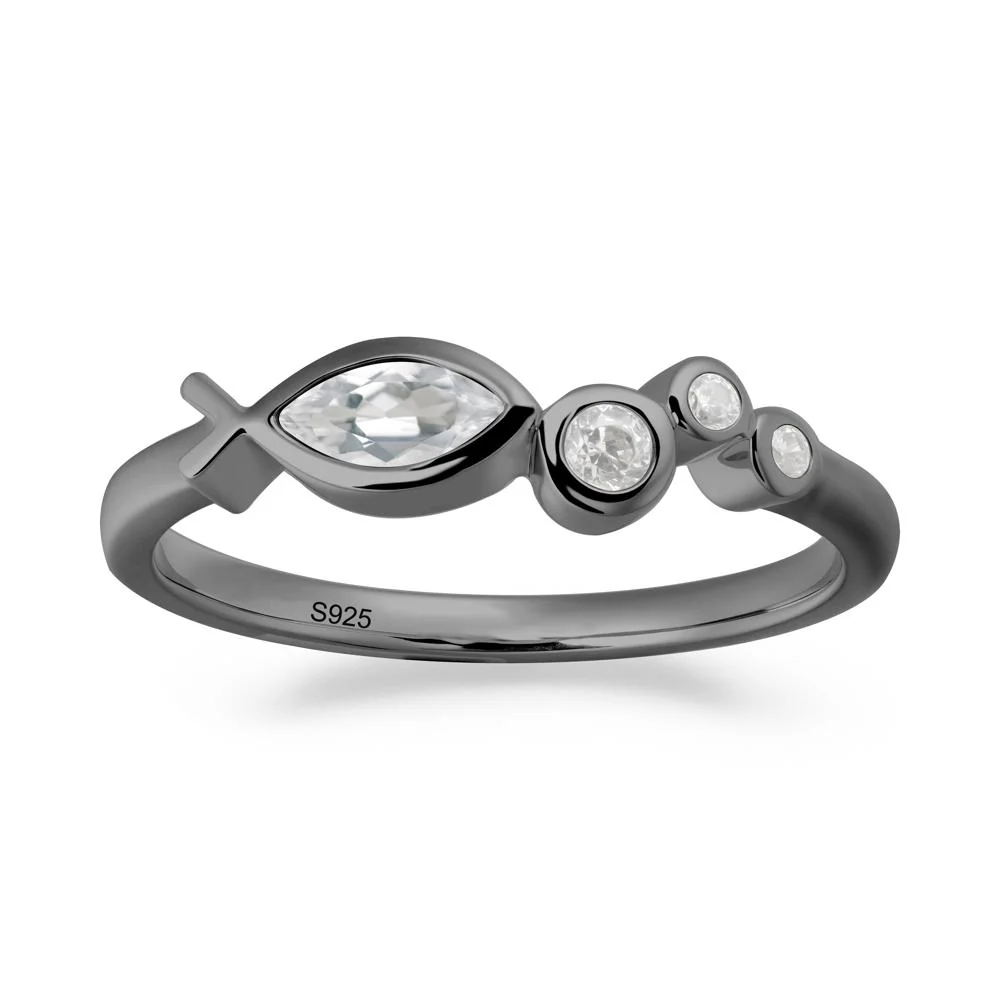 Fish Inspired White Topaz Ring