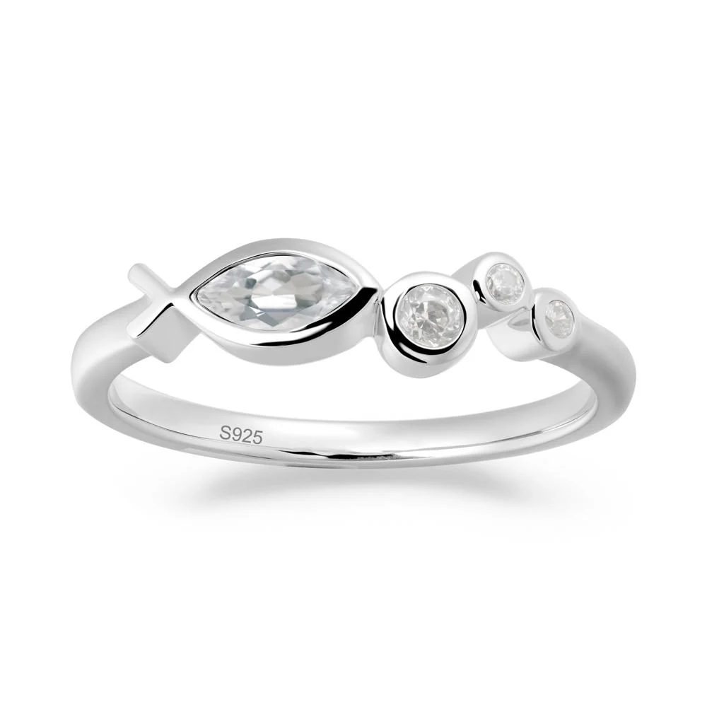 Fish Inspired White Topaz Ring - Image 2