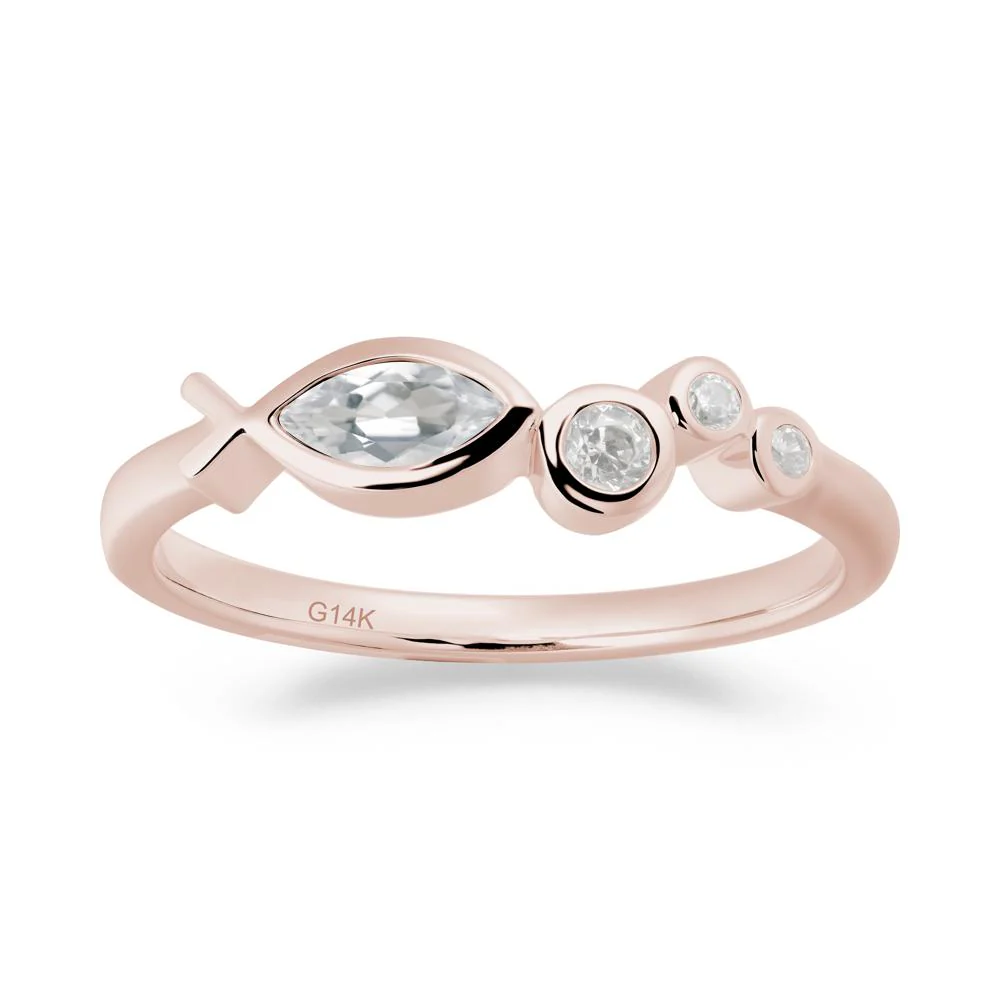 Fish Inspired White Topaz Ring - Image 3