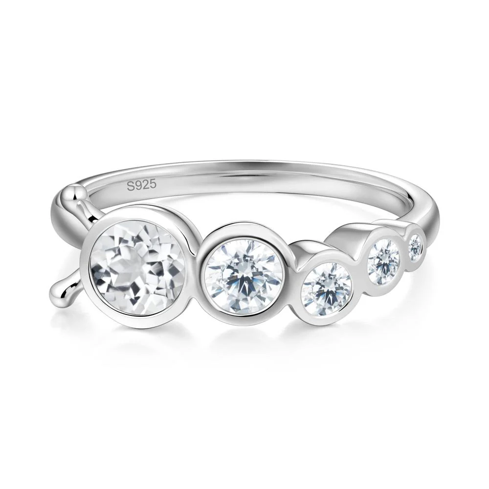 Five-Stone Graduated Bezel White Topaz Ring - Image 3