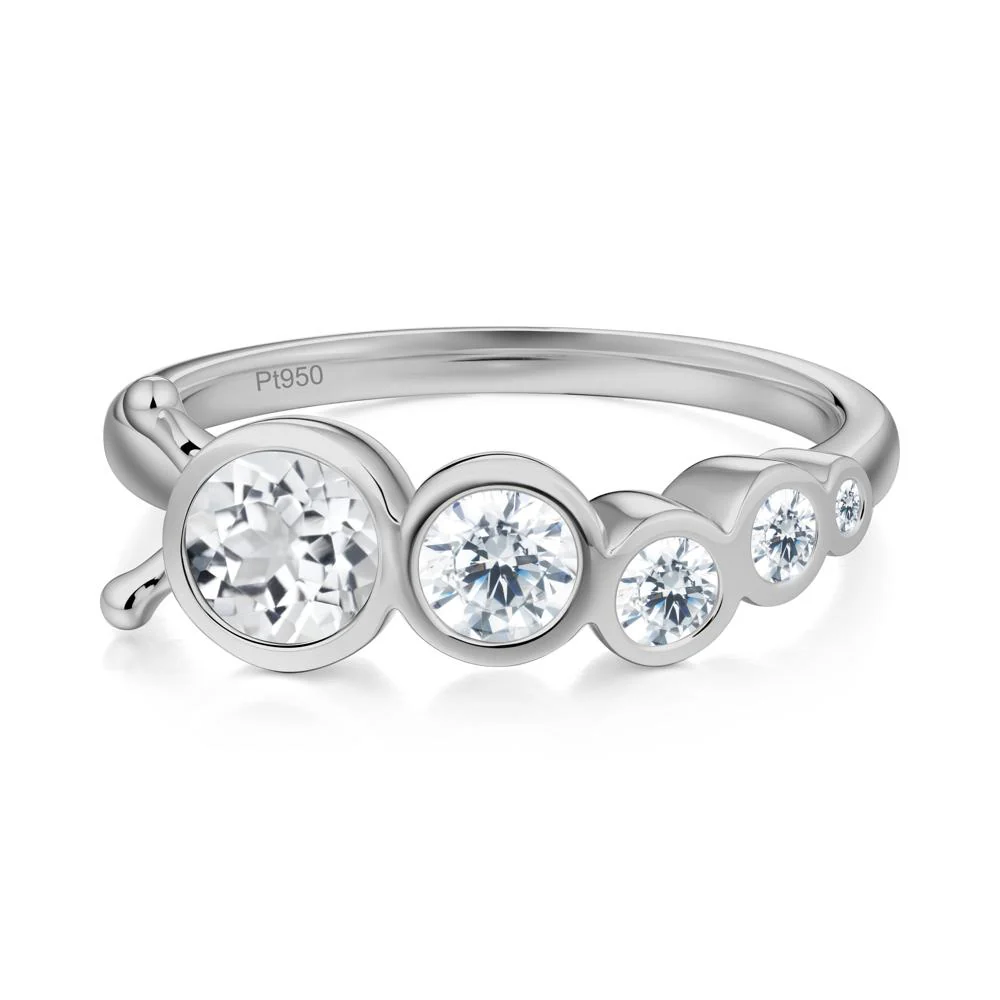 Five-Stone Graduated Bezel White Topaz Ring - Image 4