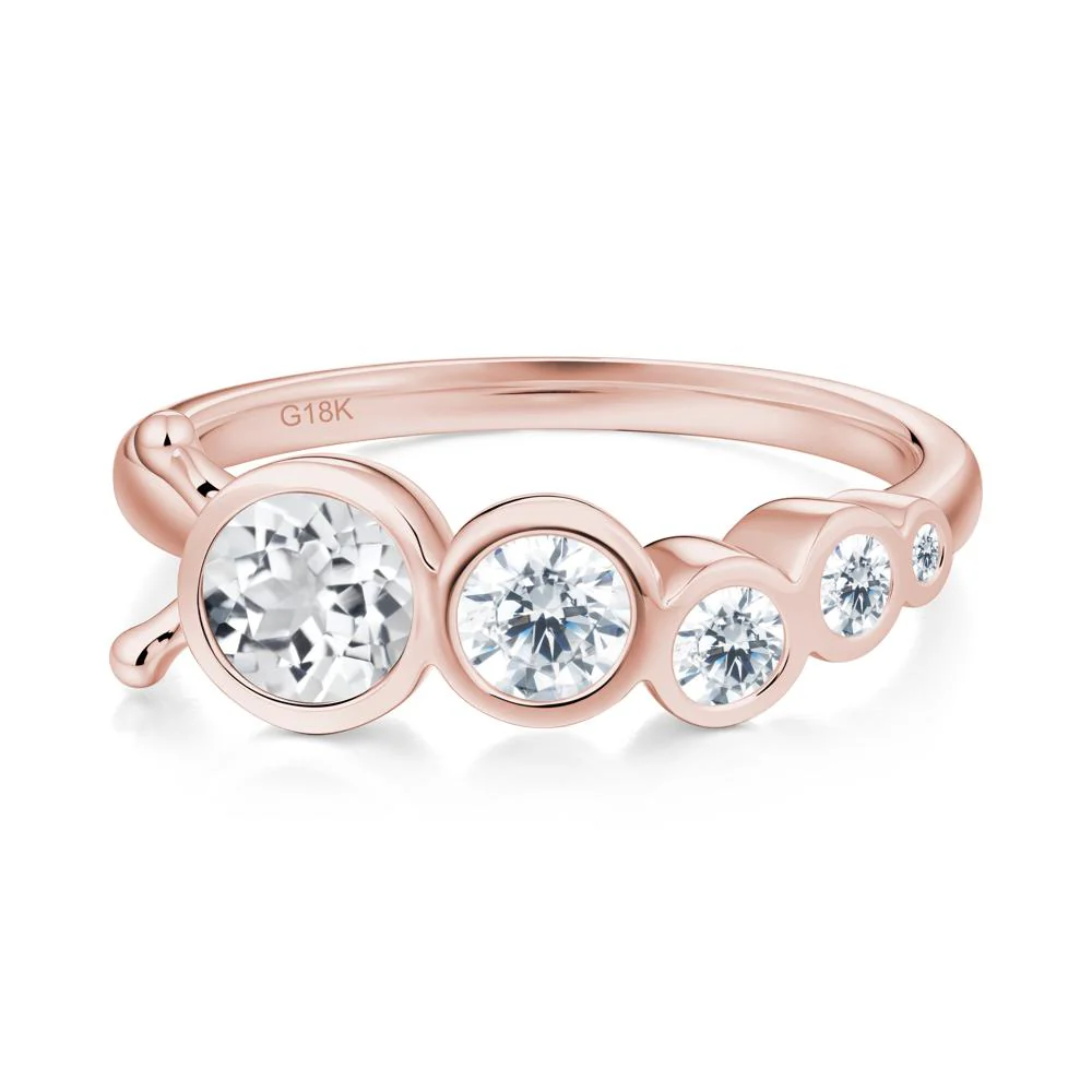 Five-Stone Graduated Bezel White Topaz Ring - Image 9