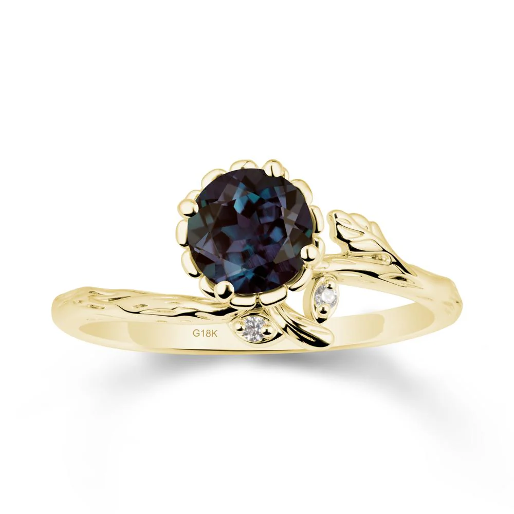 Floral Alexandrite Ring with Leaf - Image 7