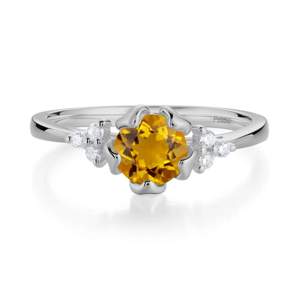 Floral Citrine Cluster Ring