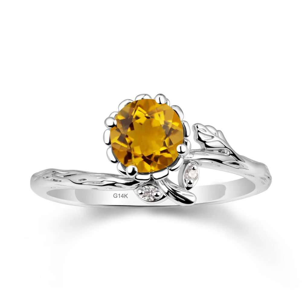 Floral Citrine Ring with Leaf - Image 3