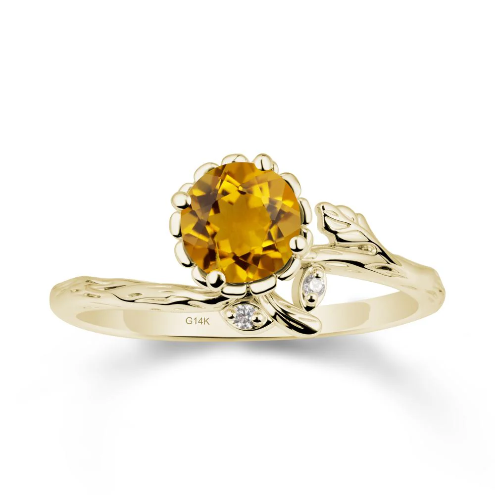 Floral Citrine Ring with Leaf - Image 4