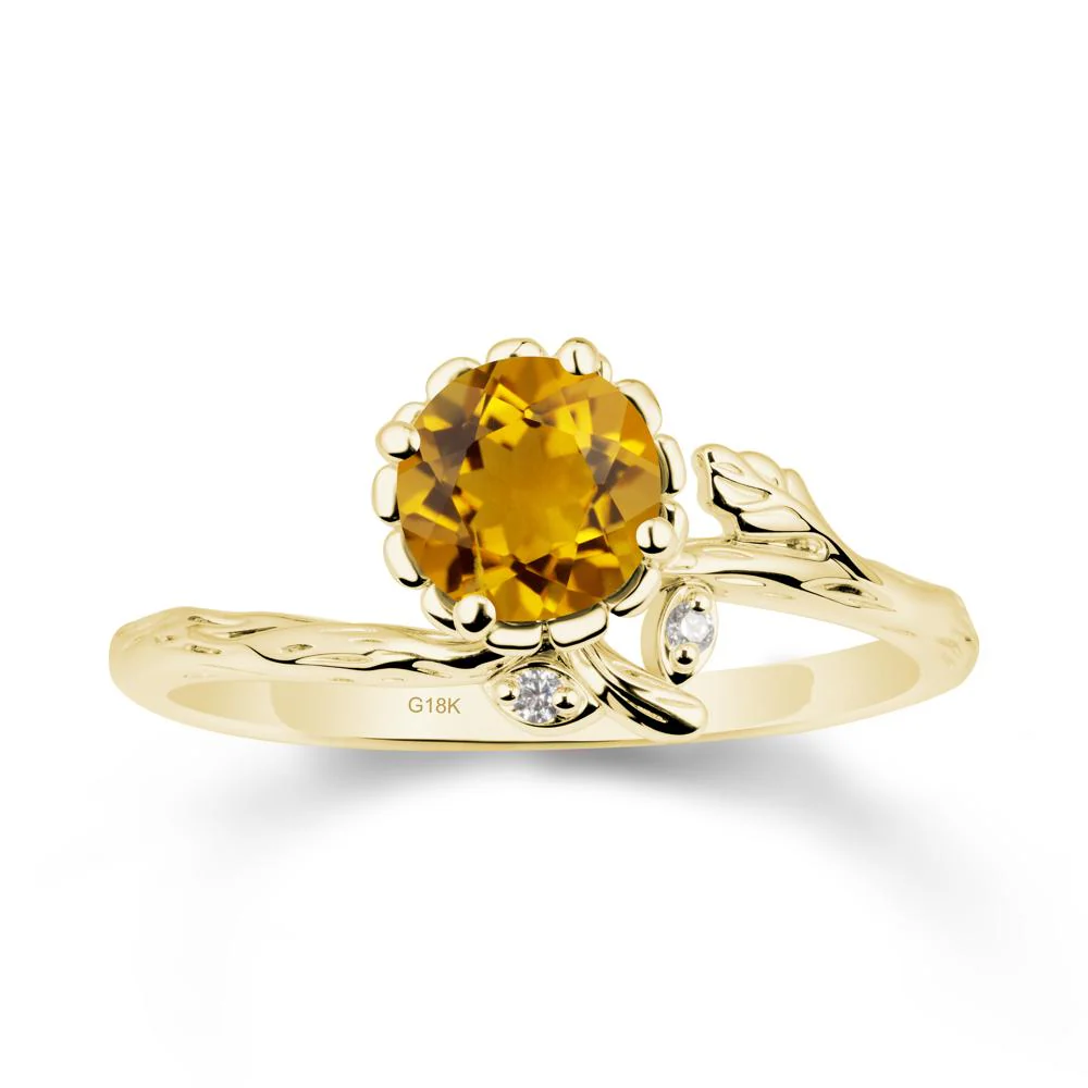 Floral Citrine Ring with Leaf - Image 7
