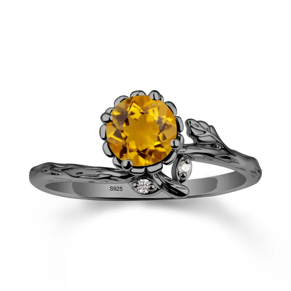 Floral Citrine Ring with Leaf - Image 8