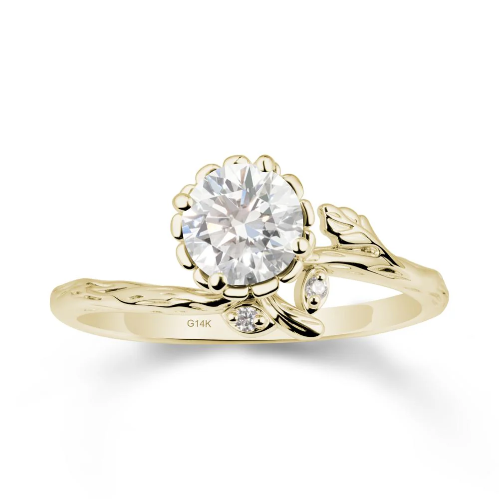 Floral Diamond Ring with Leaf - Image 4