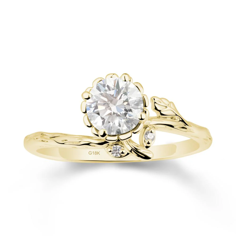 Floral Diamond Ring with Leaf - Image 7