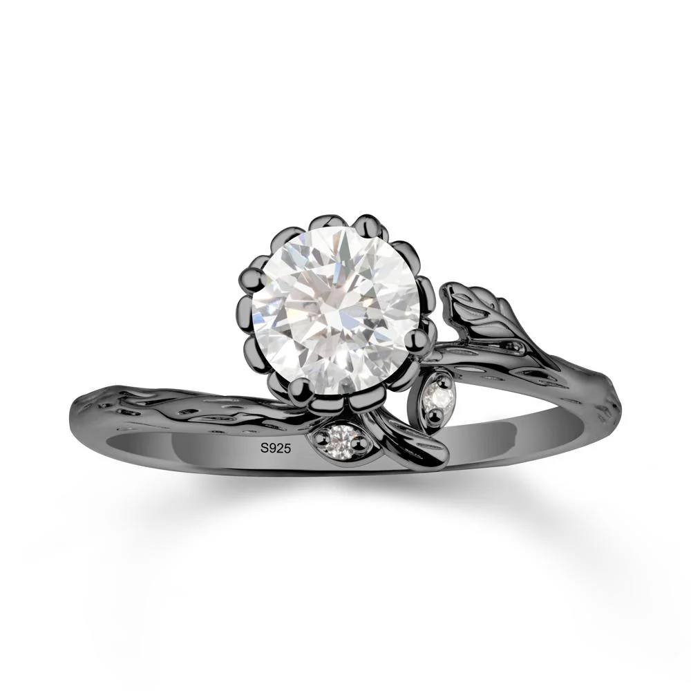 Floral Diamond Ring with Leaf - Image 8