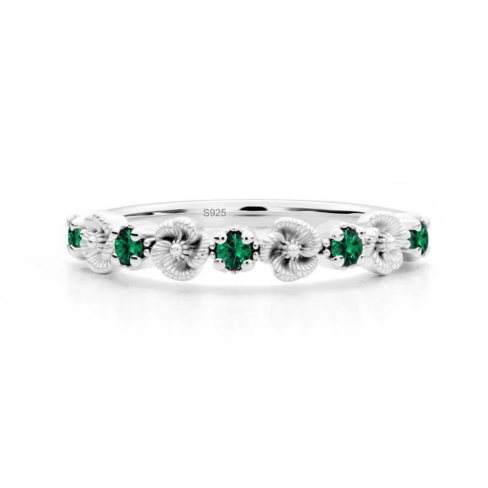 Floral Emerald Wedding Ring - Image 2