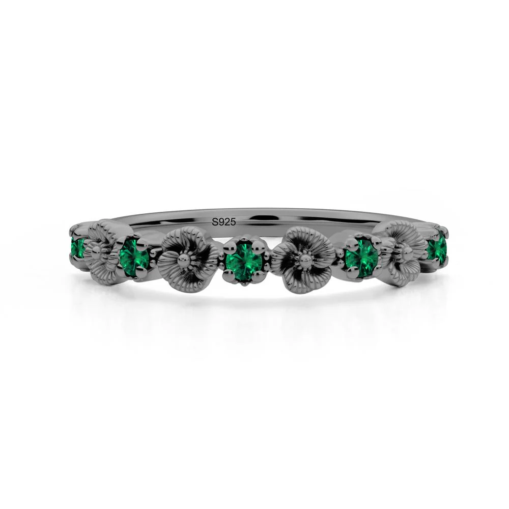Floral Emerald Wedding Ring - Image 4